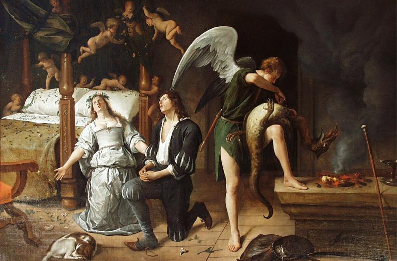 Jan Steen The Marriage bed of Tobias and Sarah Germany oil painting art